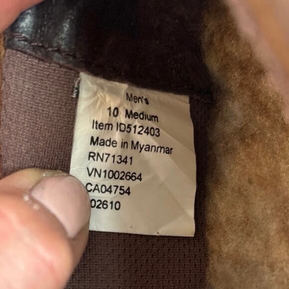 LL Bean All Week Moc Slippers Brown Leather Fur Lined Slip On Shoe Mens Sz 10 - Picture 9 of 9